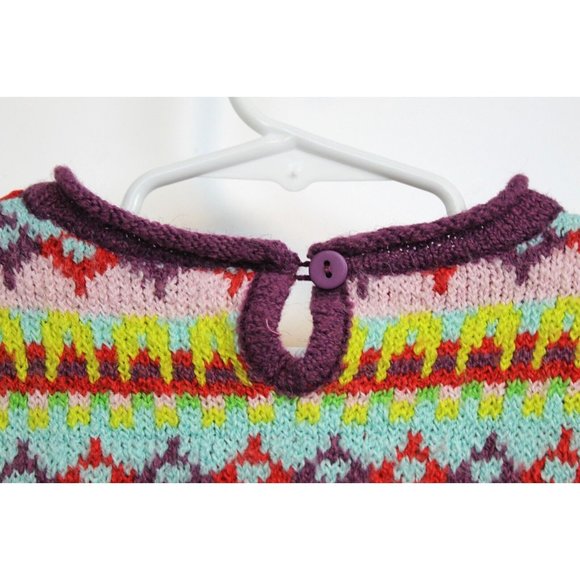 Deux Par Deux Toddler Girl Knit Sweater Dress Sz 3 Multicolor Nordic Stripes - Picture 5 of 7
